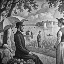 검은색 흰색 그림 사람들 공원