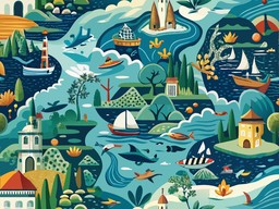 일러스트 여행 바다 섬