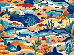일러스트 배경 바다 해변