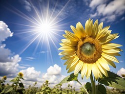 중앙의 field 안의 sunflower