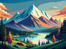 lake와 mountains 안의 배경이 있는 mountain landscape