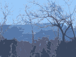 겨울 나무와 산