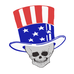 A Skull Wearing A 상단 Hat 와 스타 과 Stripes
