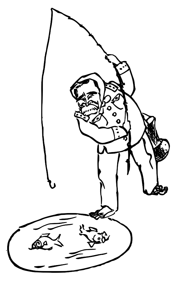 낚시 막대 를 들고 있는 사람 의 그림