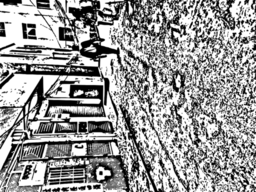 Distorted 검정 흰색 거리 장면