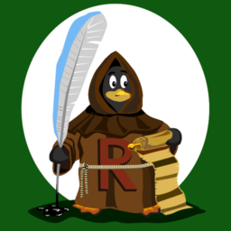 만화 tux penguin 에 monk robe 보유 quill 과 scroll