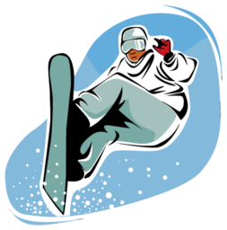 snowboarder 에 흰색 재킷 공기 트릭