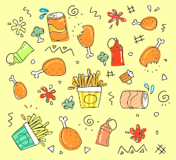 doodle 음식 본