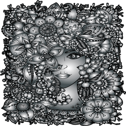 floral 소녀 일러스트