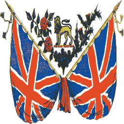 영국의 heraldic 배너 drapery