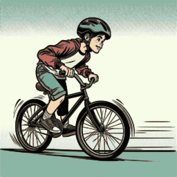 보호 헬멧을 착용하는 빠른 bicyclist