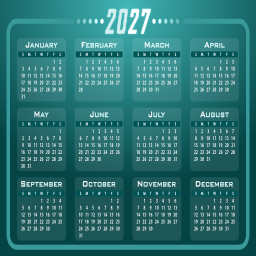 2027 캘린더 그리드 라운드
