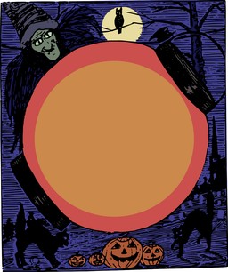image pumpkin 와 witch이 있는 halloween card