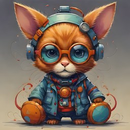 헤드폰 앉아 있는 위의 ground이 있는 고양이