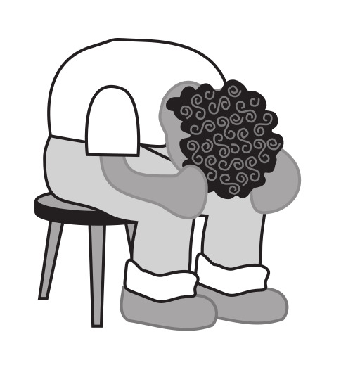 한 사람의 만화는 포도의 브런치와 의자에 앉아