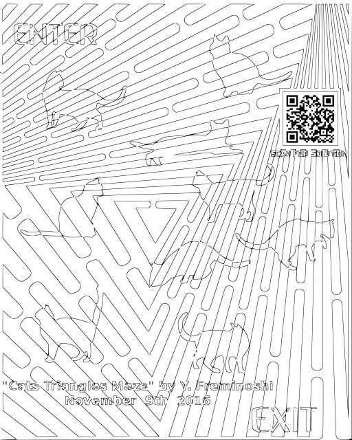 검정 과 화이트 이미지 의 a maze 와 a qr 부호 에 그것