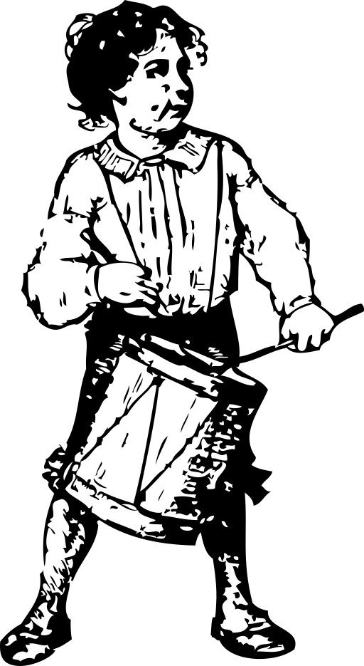 블랙 And White A Boy Playing A Drum