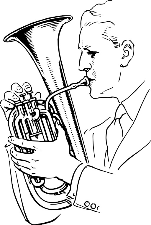 블랙 And White A Man Playing The Trumpet