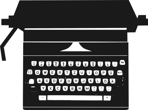 흰색 배경이 있는 흑백 typewriter