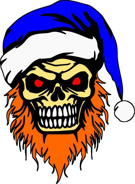 만화 skull 착용 santa 모자 와 a beard