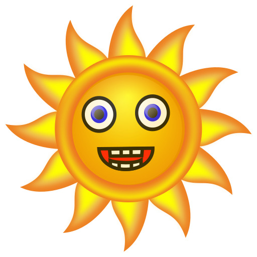만화 sun 와 큰 눈 과 미소 에 그 얼굴