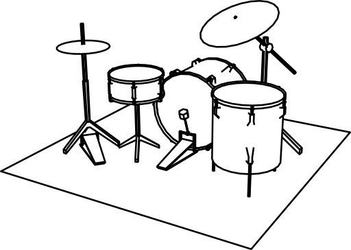 흰색 배경의 드럼 set 있는 드럼s와 드럼sticks