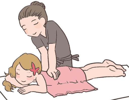 여성 And A Little Girl Lying On The Floor