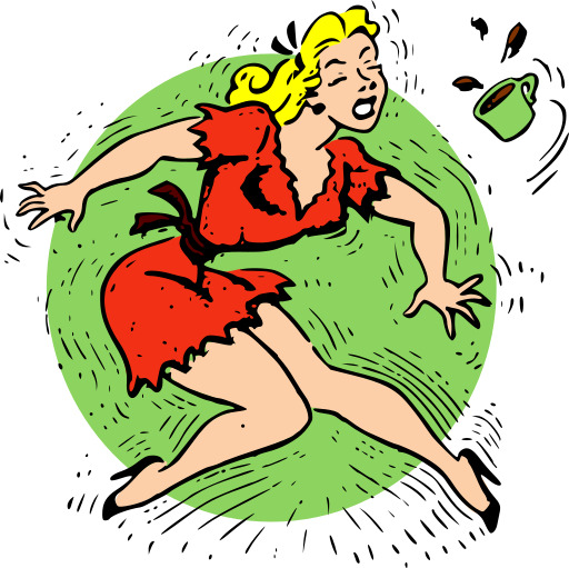 여성 In A Red Dress Is Running