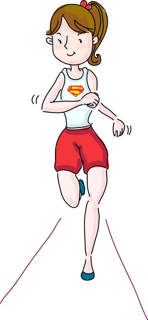 여성 Running On A White Background