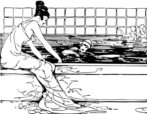 여성 Washing Her Feet In The Water