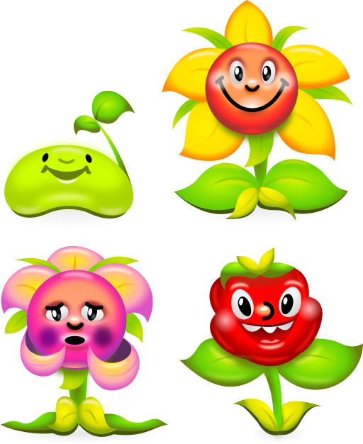 Four Cartoon Sunflowers With Different Emotions에 대한 의견