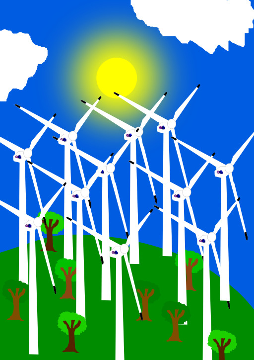 바람 Farm With Wind Turbines In The Background