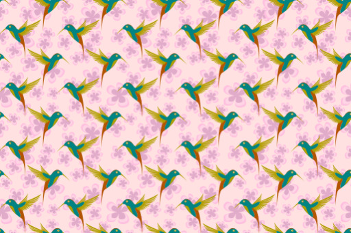 초록색와 노란색 hummings이 있는 분홍색 배경