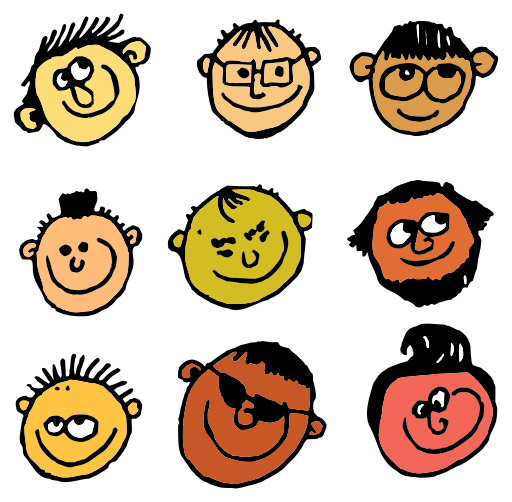 설정 Of Cartoon Faces With Different Emotions