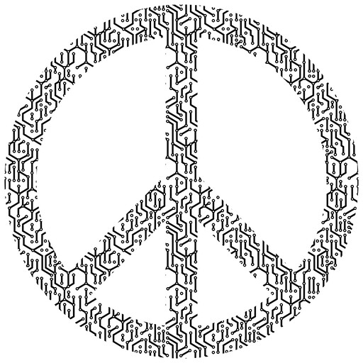 흰색 배경에 검은 색과 흰색 평화 상징(2)