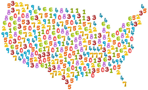 숫자 주식 일러스트로 만든 united states map의 상세한 설명