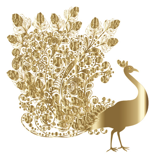 floral arrangement 안의 배경이 있는 golden peacock