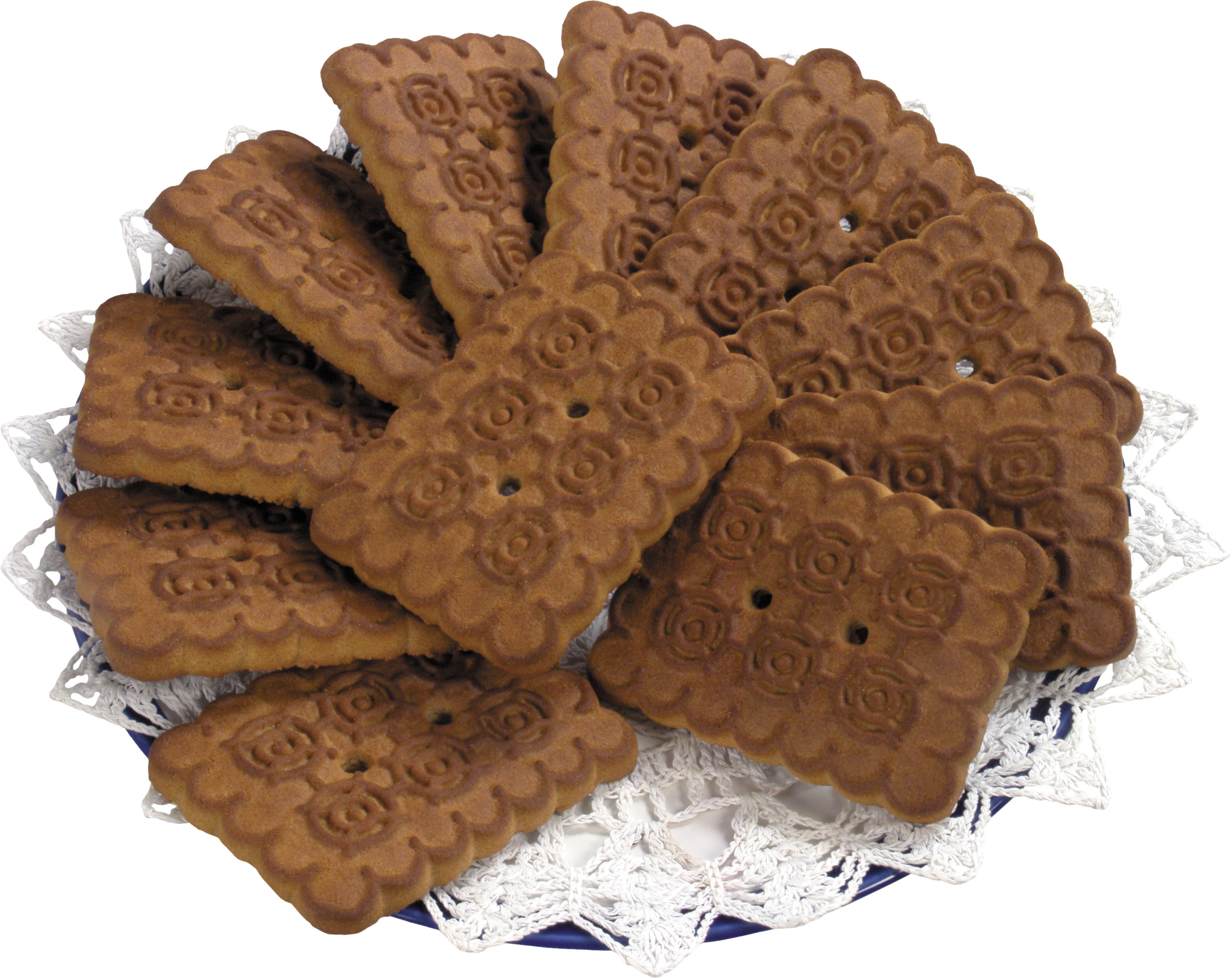 파란색 와 흰색 plate 위의 cookies