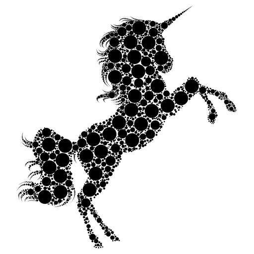 검정 과 화이트 silhouette 의 an Unicorn