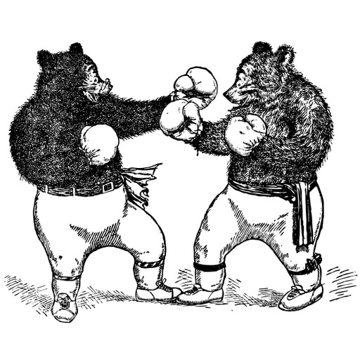 검정 과 화이트 그림 의 Two Bears Boxing