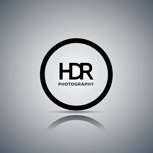 "HDR"라는 단어가 있는 검은 원